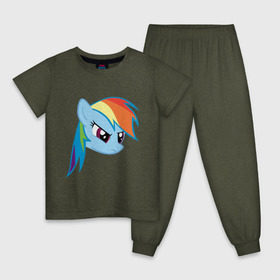 Детская пижама хлопок с принтом Rainbow Dash в Санкт-Петербурге, 100% хлопок |  брюки и футболка прямого кроя, без карманов, на брюках мягкая резинка на поясе и по низу штанин
 | Тематика изображения на принте: my little pony | rainbow dash | дружба   это чудо | мультфильм | пони | поняши | поняшки | радуга дэш