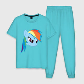 Мужская пижама хлопок с принтом Rainbow Dash в Санкт-Петербурге, 100% хлопок | брюки и футболка прямого кроя, без карманов, на брюках мягкая резинка на поясе и по низу штанин
 | my little pony | rainbow dash | дружба   это чудо | мультфильм | пони | поняши | поняшки | радуга дэш