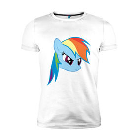 Мужская футболка премиум с принтом Rainbow Dash в Санкт-Петербурге, 92% хлопок, 8% лайкра | приталенный силуэт, круглый вырез ворота, длина до линии бедра, короткий рукав | my little pony | rainbow dash | дружба   это чудо | мультфильм | пони | поняши | поняшки | радуга дэш