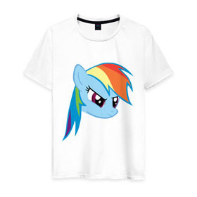 Мужская футболка хлопок с принтом Rainbow Dash в Санкт-Петербурге, 100% хлопок | прямой крой, круглый вырез горловины, длина до линии бедер, слегка спущенное плечо. | my little pony | rainbow dash | дружба   это чудо | мультфильм | пони | поняши | поняшки | радуга дэш