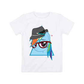 Детская футболка хлопок с принтом Rainbow Dash hipster в Санкт-Петербурге, 100% хлопок | круглый вырез горловины, полуприлегающий силуэт, длина до линии бедер | hipster | my little pony | rainbow dash | swag | дружба   это чудо | мультфильм | пони | поняши | поняшки | радуга дэш | сваг | свэг