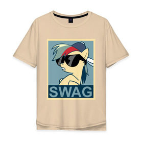 Мужская футболка хлопок Oversize с принтом Rainbow Dash swag в Санкт-Петербурге, 100% хлопок | свободный крой, круглый ворот, “спинка” длиннее передней части | my little pony | swag | дружба   это чудо | мультфильм | пони | поняши | поняшки | радуга дэш | сваг | свэг