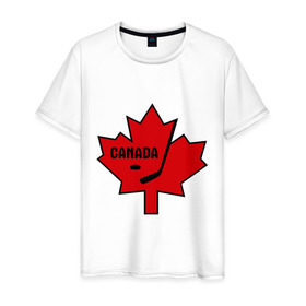 Мужская футболка хлопок с принтом Canada hockey (Канадский хоккей) в Санкт-Петербурге, 100% хлопок | прямой крой, круглый вырез горловины, длина до линии бедер, слегка спущенное плечо. | canada hockey | калиновый лист | канадский хоккей | спорт | хоккей
