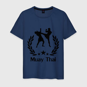 Мужская футболка хлопок с принтом Muay Thai (Тайский бокс) в Санкт-Петербурге, 100% хлопок | прямой крой, круглый вырез горловины, длина до линии бедер, слегка спущенное плечо. | muay thai | бокс | спорт | тайский бокс