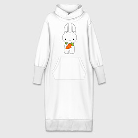 Платье удлиненное хлопок с принтом Зайчик с морковкой в Санкт-Петербурге,  |  | белый кролик | животные | зайчик | зайчик с морковкой | морковь