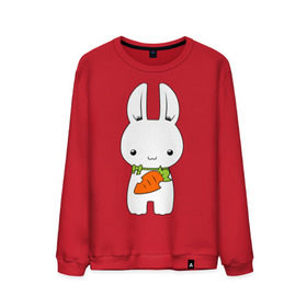 Мужской свитшот хлопок с принтом Зайчик с морковкой в Санкт-Петербурге, 100% хлопок |  | белый кролик | животные | зайчик | зайчик с морковкой | морковь