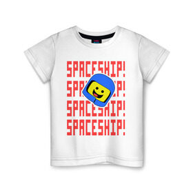 Детская футболка хлопок с принтом Spaceship в Санкт-Петербурге, 100% хлопок | круглый вырез горловины, полуприлегающий силуэт, длина до линии бедер | everything is awesome | spaceship | the lego movie | лего | легофильм | фильм