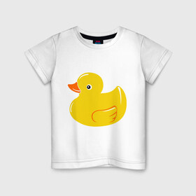 Детская футболка хлопок с принтом Утёнок в Санкт-Петербурге, 100% хлопок | круглый вырез горловины, полуприлегающий силуэт, длина до линии бедер | детям | животные | кря | птица | утёнок
