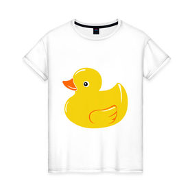 Женская футболка хлопок с принтом Утёнок в Санкт-Петербурге, 100% хлопок | прямой крой, круглый вырез горловины, длина до линии бедер, слегка спущенное плечо | детям | животные | кря | птица | утёнок