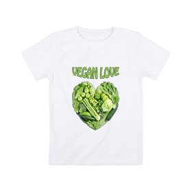 Детская футболка хлопок с принтом Вегетарианцы - Я никого не ем! в Санкт-Петербурге, 100% хлопок | круглый вырез горловины, полуприлегающий силуэт, длина до линии бедер | vegan | вегетарианцы | капуста | луг | овощи | я никого не ем | яблоко