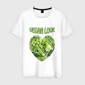 Мужская футболка хлопок с принтом Вегетарианцы - Я никого не ем! в Санкт-Петербурге, 100% хлопок | прямой крой, круглый вырез горловины, длина до линии бедер, слегка спущенное плечо. | vegan | вегетарианцы | капуста | луг | овощи | я никого не ем | яблоко