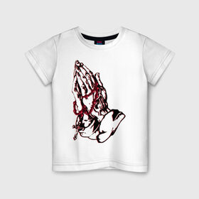 Детская футболка хлопок с принтом Тату  Молись  - модный дизайн в Санкт-Петербурге, 100% хлопок | круглый вырез горловины, полуприлегающий силуэт, длина до линии бедер | 