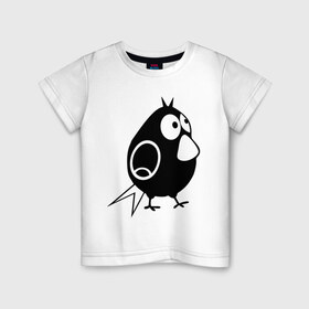 Детская футболка хлопок с принтом Забавная птичка в Санкт-Петербурге, 100% хлопок | круглый вырез горловины, полуприлегающий силуэт, длина до линии бедер | воробей | животные | забавная птичка | прикольные картинки