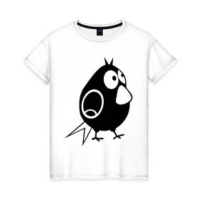 Женская футболка хлопок с принтом Забавная птичка в Санкт-Петербурге, 100% хлопок | прямой крой, круглый вырез горловины, длина до линии бедер, слегка спущенное плечо | воробей | животные | забавная птичка | прикольные картинки