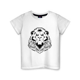 Детская футболка хлопок с принтом Лев силуэт в Санкт-Петербурге, 100% хлопок | круглый вырез горловины, полуприлегающий силуэт, длина до линии бедер | животные | лев | лев силуэт | прикольные картинки