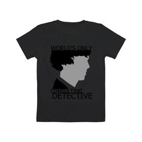 Детская футболка хлопок с принтом Sherlock Detective в Санкт-Петербурге, 100% хлопок | круглый вырез горловины, полуприлегающий силуэт, длина до линии бедер | sherlock detective | кино | мультфильмы и тв 
подкатегория: | сыщик | холмс | хомс