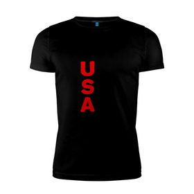 Мужская футболка премиум с принтом Fuck USA 1 в Санкт-Петербурге, 92% хлопок, 8% лайкра | приталенный силуэт, круглый вырез ворота, длина до линии бедра, короткий рукав | Тематика изображения на принте: usa 1