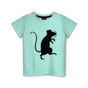 Детская футболка хлопок с принтом Силуэт крысы в Санкт-Петербурге, 100% хлопок | круглый вырез горловины, полуприлегающий силуэт, длина до линии бедер | животные | крыса | мышь | силуэт крысы | хомяк