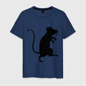Мужская футболка хлопок с принтом Силуэт крысы в Санкт-Петербурге, 100% хлопок | прямой крой, круглый вырез горловины, длина до линии бедер, слегка спущенное плечо. | животные | крыса | мышь | силуэт крысы | хомяк