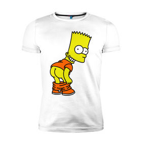 Мужская футболка премиум с принтом Барт Симпсон Simpson в Санкт-Петербурге, 92% хлопок, 8% лайкра | приталенный силуэт, круглый вырез ворота, длина до линии бедра, короткий рукав | барт симпсон simpson | симпсоны