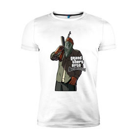Мужская футболка премиум с принтом GTA San Andreas в Санкт-Петербурге, 92% хлопок, 8% лайкра | приталенный силуэт, круглый вырез ворота, длина до линии бедра, короткий рукав | gta | gta san andreas | gtasa | мобильные игры