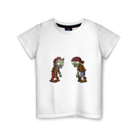Детская футболка хлопок с принтом Зомби против Растений в Санкт-Петербурге, 100% хлопок | круглый вырез горловины, полуприлегающий силуэт, длина до линии бедер | зомби
