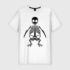 Мужская футболка премиум с принтом Пингвин скелет в Санкт-Петербурге, 92% хлопок, 8% лайкра | приталенный силуэт, круглый вырез ворота, длина до линии бедра, короткий рукав | пингвин | скелет
