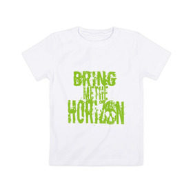 Детская футболка хлопок с принтом Bring me the horizon logo в Санкт-Петербурге, 100% хлопок | круглый вырез горловины, полуприлегающий силуэт, длина до линии бедер | bring me to horizon | hardcore | kubana 2014 | кубана | лого | музыка | с группами | фестиваль | череп