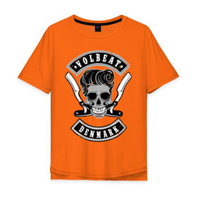 Мужская футболка хлопок Oversize с принтом Volbeat в Санкт-Петербурге, 100% хлопок | свободный крой, круглый ворот, “спинка” длиннее передней части | denmark | kubana | volbeat | бритвы | кубана | олдскул | рок | рокабилли | с группами | череп