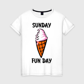 Женская футболка хлопок с принтом Рожок в Санкт-Петербурге, 100% хлопок | прямой крой, круглый вырез горловины, длина до линии бедер, слегка спущенное плечо | sunday fun day | воскресенье веселый день