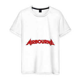 Мужская футболка хлопок с принтом airbourne в Санкт-Петербурге, 100% хлопок | прямой крой, круглый вырез горловины, длина до линии бедер, слегка спущенное плечо. | airbourne | kubana | кубана | лого | логотип | метал | музыка | подарок | разное | рок