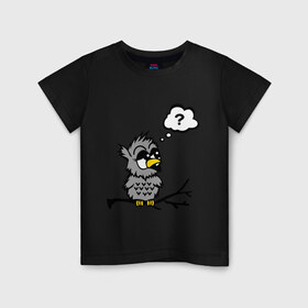 Детская футболка хлопок с принтом Птичка сидит на веточке в Санкт-Петербурге, 100% хлопок | круглый вырез горловины, полуприлегающий силуэт, длина до линии бедер | веточка | животные | птичка | сидит