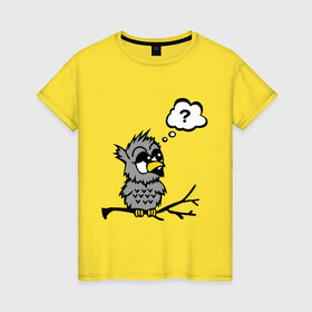 Женская футболка хлопок с принтом Птичка сидит на веточке в Санкт-Петербурге, 100% хлопок | прямой крой, круглый вырез горловины, длина до линии бедер, слегка спущенное плечо | веточка | животные | птичка | сидит