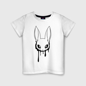 Детская футболка хлопок с принтом Голова зайца в Санкт-Петербурге, 100% хлопок | круглый вырез горловины, полуприлегающий силуэт, длина до линии бедер | голова зайца | животные | зайка | заяц | прикольные картинки