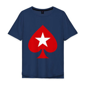 Мужская футболка хлопок Oversize с принтом Покер Пики Poker Stars в Санкт-Петербурге, 100% хлопок | свободный крой, круглый ворот, “спинка” длиннее передней части | Тематика изображения на принте: игры | карты | покер | покер пики poker stars