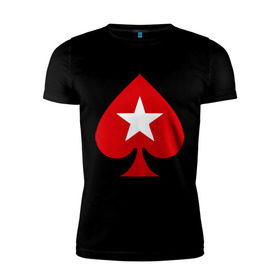 Мужская футболка премиум с принтом Покер Пики Poker Stars в Санкт-Петербурге, 92% хлопок, 8% лайкра | приталенный силуэт, круглый вырез ворота, длина до линии бедра, короткий рукав | игры | карты | покер | покер пики poker stars