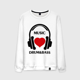 Мужской свитшот хлопок с принтом Любимая музыка - Drum&Bass в Санкт-Петербурге, 100% хлопок |  | dj | rnb | клубные | любимая музыка | музыка | наушники | сердечко