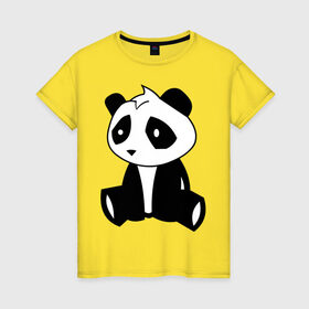 Женская футболка хлопок с принтом Панда в Санкт-Петербурге, 100% хлопок | прямой крой, круглый вырез горловины, длина до линии бедер, слегка спущенное плечо | 
