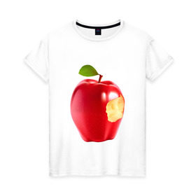 Женская футболка хлопок с принтом В яблочко! в Санкт-Петербурге, 100% хлопок | прямой крой, круглый вырез горловины, длина до линии бедер, слегка спущенное плечо | apple | в яблочко | любовь | яблоко