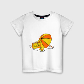 Детская футболка хлопок с принтом Казантип пляж в Санкт-Петербурге, 100% хлопок | круглый вырез горловины, полуприлегающий силуэт, длина до линии бедер | зонтик | казантип пляж | туристические