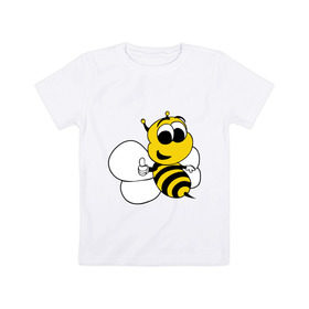 Детская футболка хлопок с принтом Пчёлка в Санкт-Петербурге, 100% хлопок | круглый вырез горловины, полуприлегающий силуэт, длина до линии бедер | животные | прикольные картинки | пчёлка | шмель