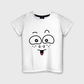 Детская футболка хлопок с принтом Игривая рожица в Санкт-Петербурге, 100% хлопок | круглый вырез горловины, полуприлегающий силуэт, длина до линии бедер | Тематика изображения на принте: 