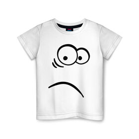 Детская футболка хлопок с принтом Ошеломленная рожица в Санкт-Петербурге, 100% хлопок | круглый вырез горловины, полуприлегающий силуэт, длина до линии бедер | smile | прикольная мордочка | рожа | рожица | смайл | смайлик | удивленная рожица