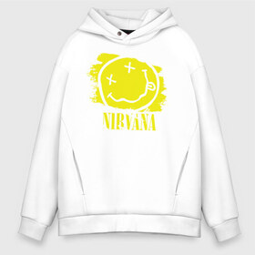 Мужское худи Oversize хлопок с принтом смайл NIRVANA в Санкт-Петербурге, френч-терри — 70% хлопок, 30% полиэстер. Мягкий теплый начес внутри —100% хлопок | боковые карманы, эластичные манжеты и нижняя кромка, капюшон на магнитной кнопке | kurt cobain | nirvana | rock | курт кобейн | нирвана | рожица | рок | смайл | смайлик | улыбка