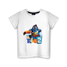 Детская футболка хлопок с принтом Рио 2 в Санкт-Петербурге, 100% хлопок | круглый вырез горловины, полуприлегающий силуэт, длина до линии бедер | голубчик | жемчужинка | мультик | мультфильм | попугай | рафаэль | рио | рио 2