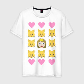 Мужская футболка хлопок с принтом Кошатница в Санкт-Петербурге, 100% хлопок | прямой крой, круглый вырез горловины, длина до линии бедер, слегка спущенное плечо. | emojin | happy family | котики | коты | кошатница | смайлы | эмоджин
