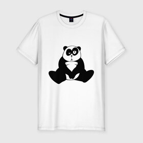 Мужская футболка премиум с принтом Уставшая панда в Санкт-Петербурге, 92% хлопок, 8% лайкра | приталенный силуэт, круглый вырез ворота, длина до линии бедра, короткий рукав | панда