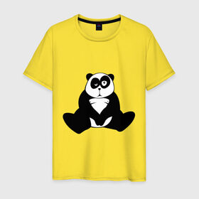 Мужская футболка хлопок с принтом Уставшая панда в Санкт-Петербурге, 100% хлопок | прямой крой, круглый вырез горловины, длина до линии бедер, слегка спущенное плечо. | панда
