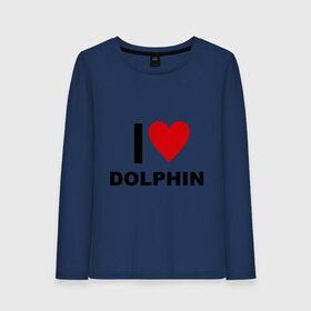 Женский лонгслив хлопок с принтом I LOVE DOLPHIN в Санкт-Петербурге, 100% хлопок |  | 