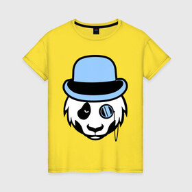 Женская футболка хлопок с принтом Панда из высшего света в Санкт-Петербурге, 100% хлопок | прямой крой, круглый вырез горловины, длина до линии бедер, слегка спущенное плечо | 